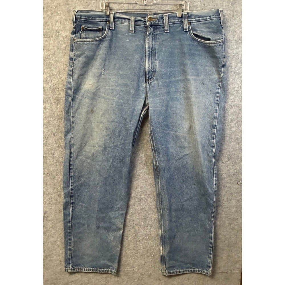Carhartt‎ Mens Blue Light Wash Straight Leg Denim Jeans Workwear Pants 46x32